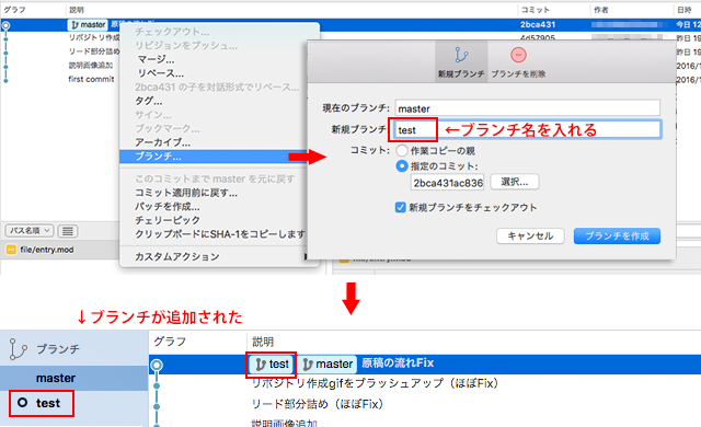 SourceTreeでブランチを切る