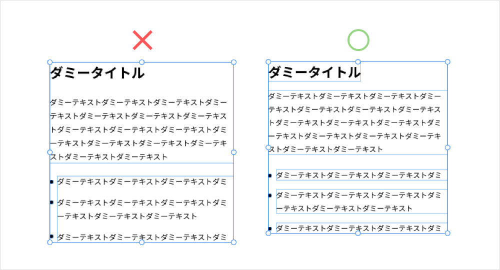 見出し・リストなどは、ボックスを分けて配置