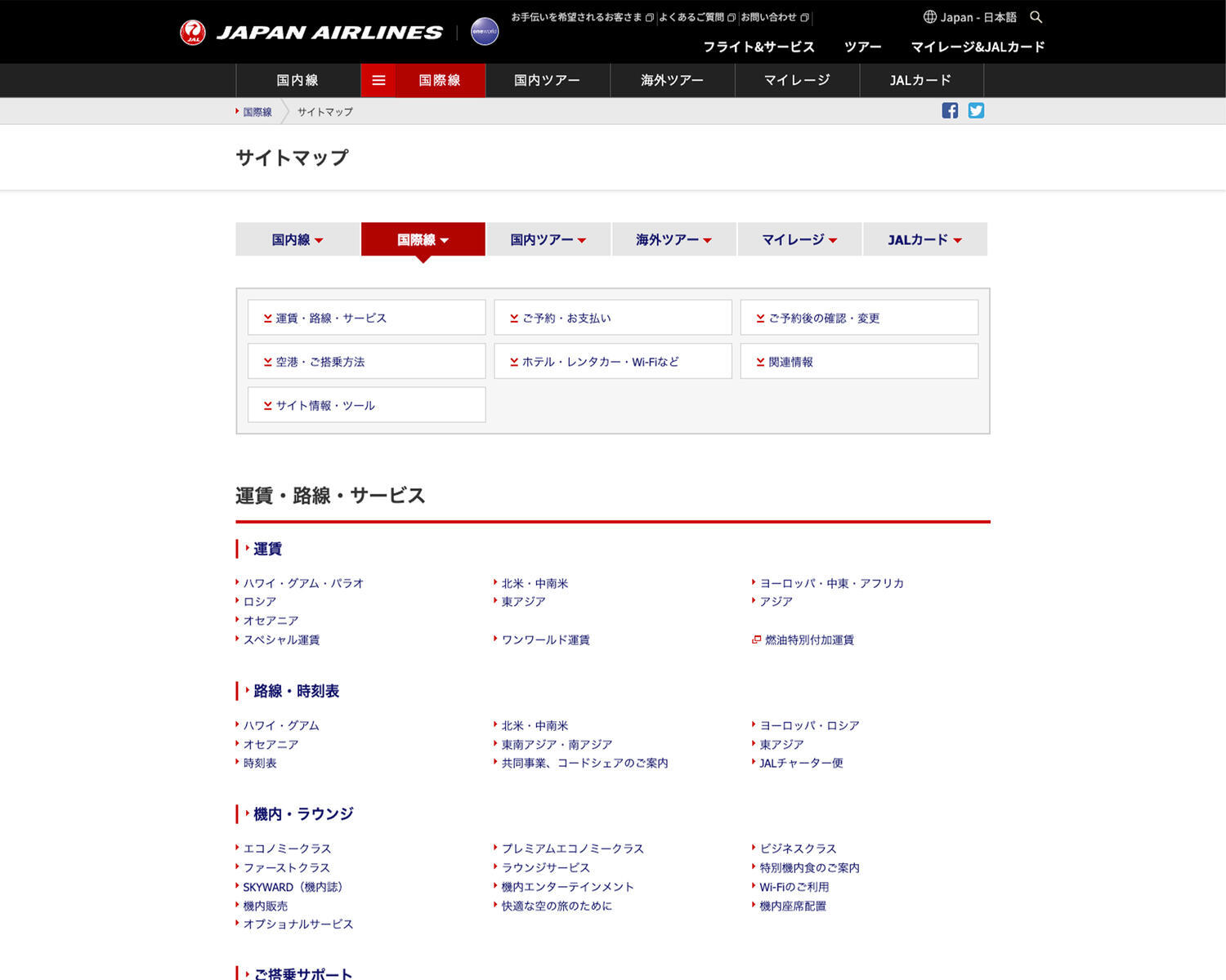 JAL サイトマップ