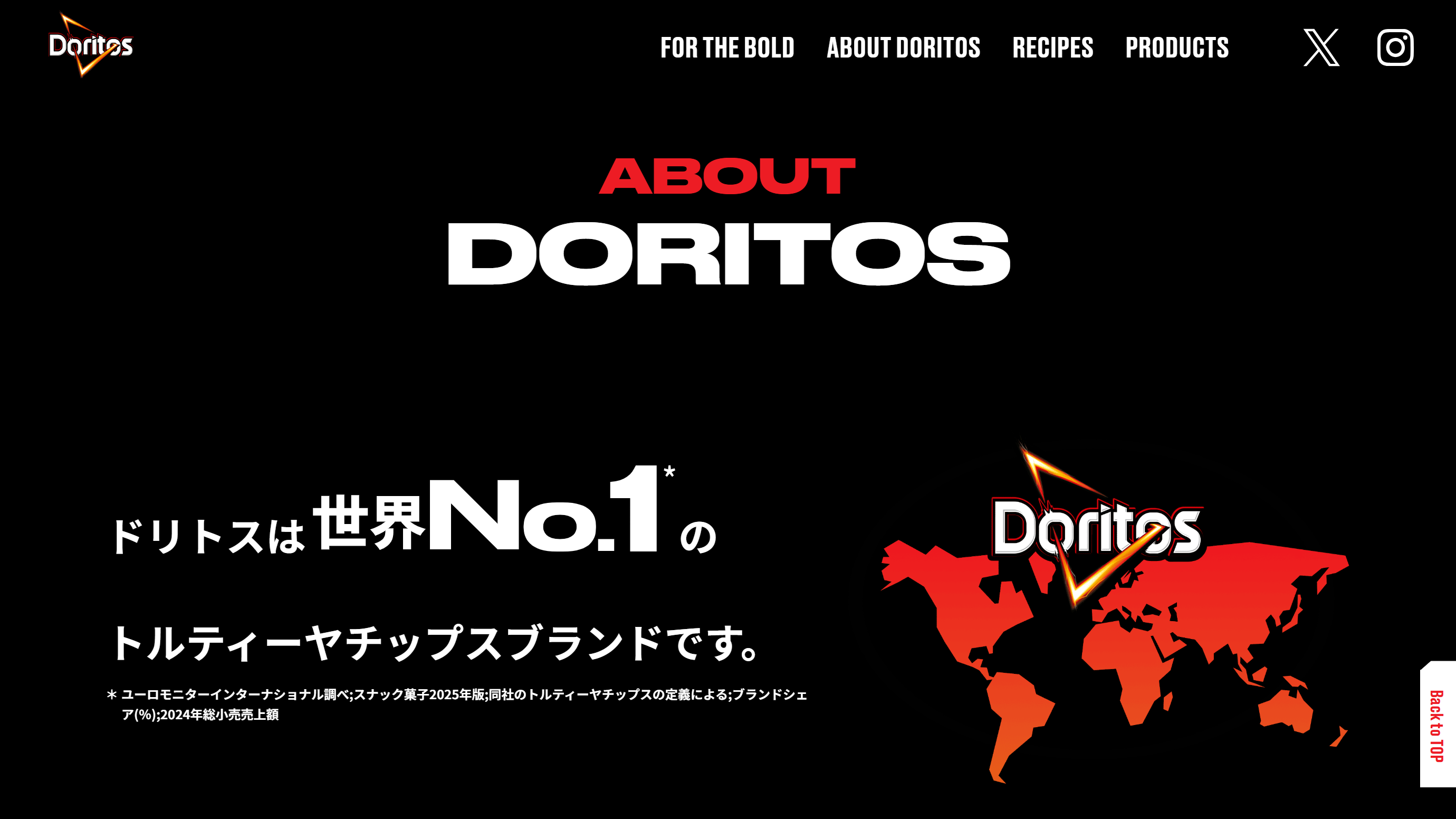 スクリーンショット：「ドリトス」ブランドページ